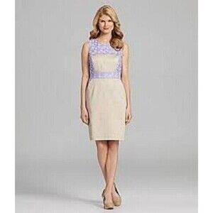 Antonio Melani Bristall Dress Khaki Violet Lined Summer NWT Womens Size 8